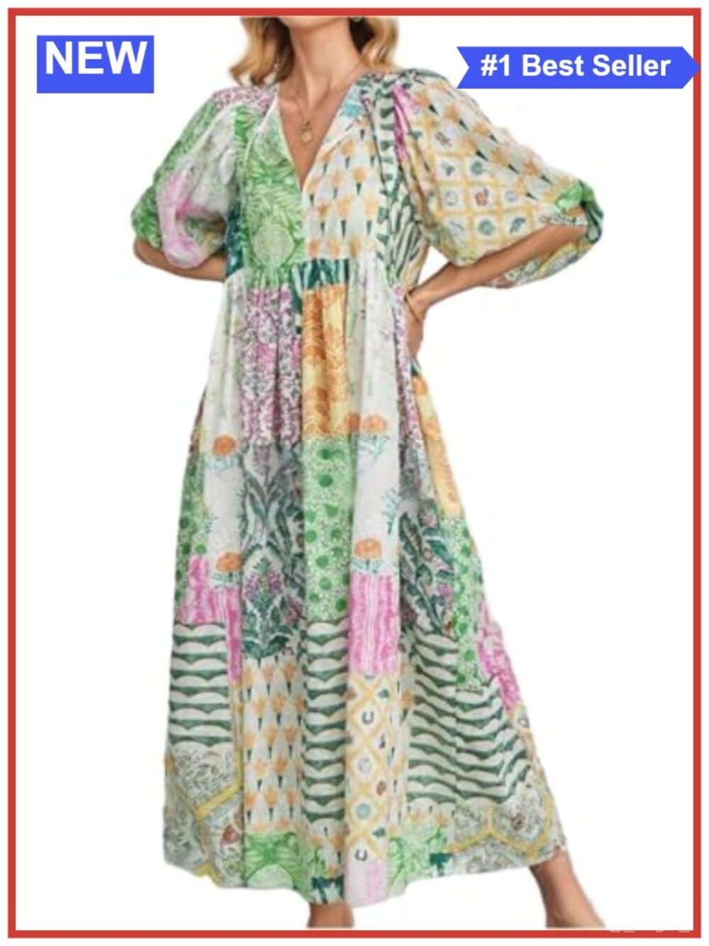 Boho Floral Printed Long Flowy Swing Chiffon Sundress Polyester